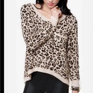 Billabong Leopard Print Sweater in Cream and Black